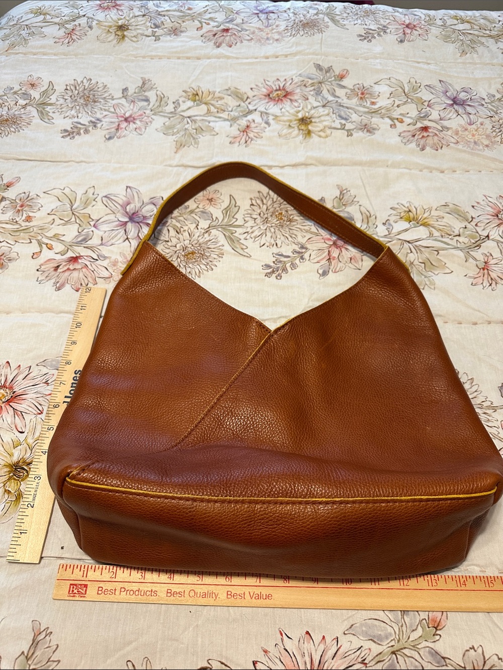 Portland Leather Cognac Pebbled Shoulder Bag